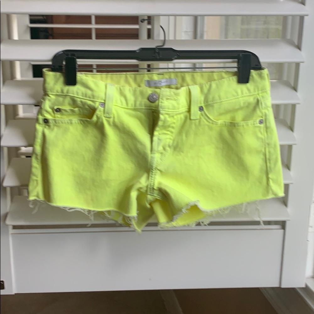 7 For All Mankind Bright Yellow Jean Shorts.